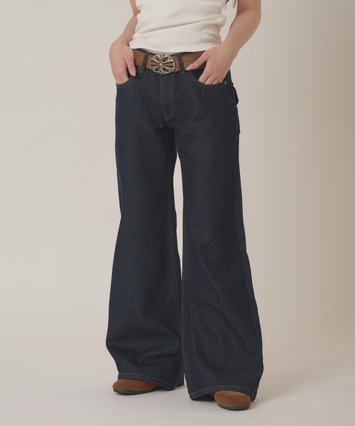 hazyl ジーンズ デニム デニムパンツ Low-rise wide-leg pants