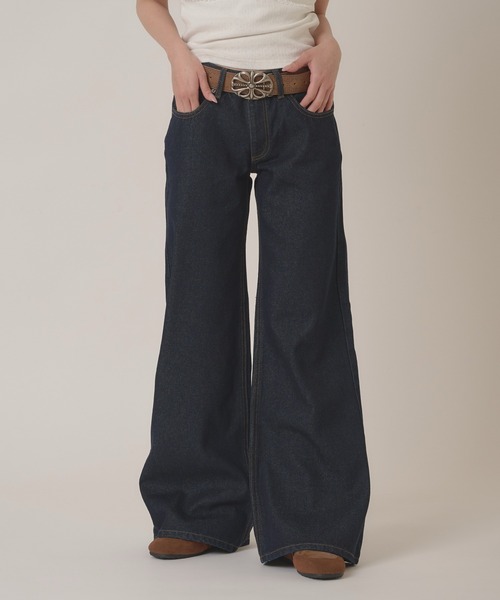 hazyl ジーンズ デニム デニムパンツ Low-rise wide-leg pants