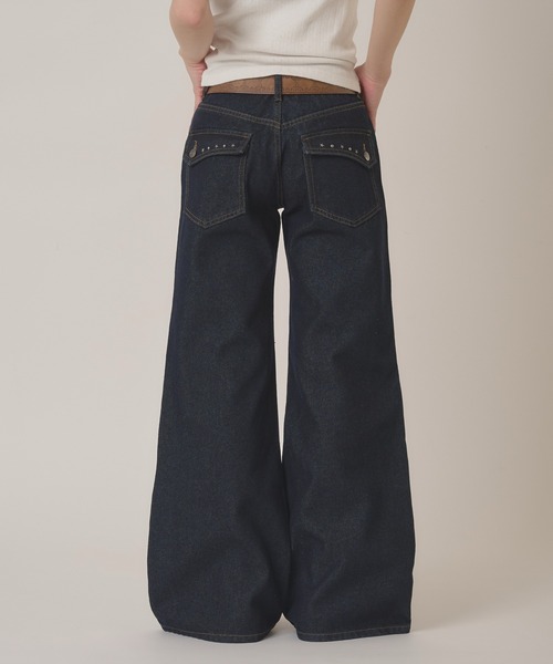 hazyl ジーンズ デニム デニムパンツ Low-rise wide-leg pants