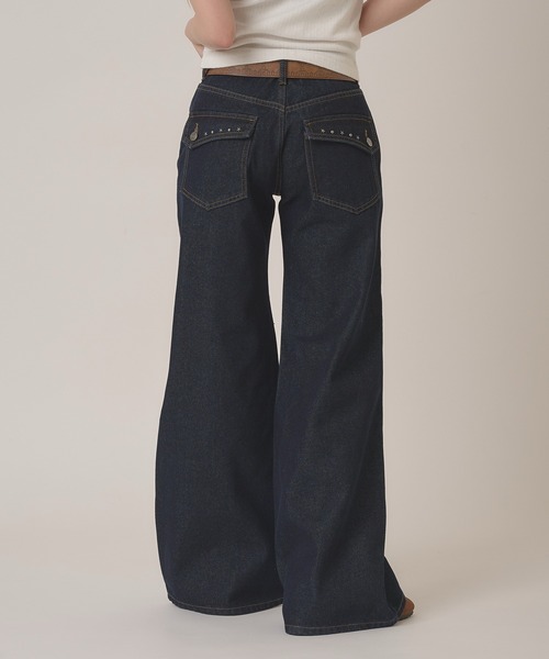 hazyl ジーンズ デニム デニムパンツ Low-rise wide-leg pants