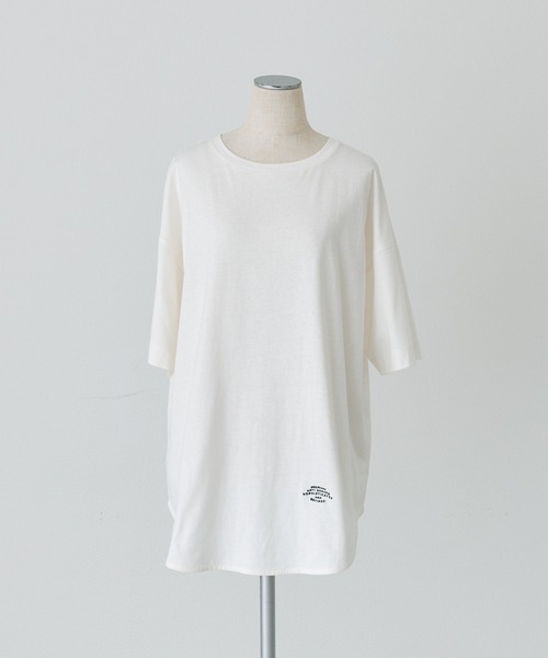 tシャツ 汗ジミ防止加工ワンポイントロゴ刺繍Tシャツ レディースの画像