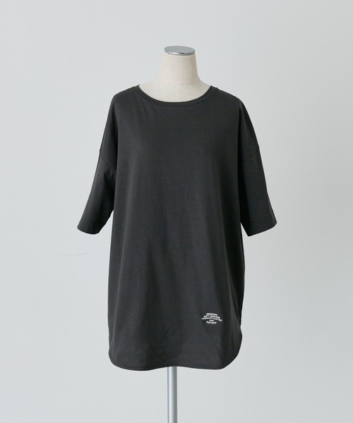 tシャツ 汗ジミ防止加工ワンポイントロゴ刺繍Tシャツ レディースの画像