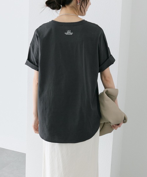 tシャツ 汗ジミ防止加工ワンポイントロゴ刺繍Tシャツ レディースの画像