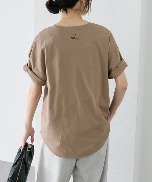 tシャツ 汗ジミ防止加工ワンポイントロゴ刺繍Tシャツ レディースの画像