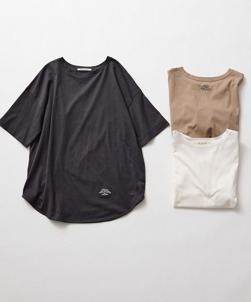 tシャツ 汗ジミ防止加工ワンポイントロゴ刺繍Tシャツ レディースの画像