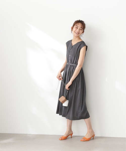 「N.(N. Natural Beauty Basic)」 ノースリーブワンピース MEDIUM ベージュ レディース_画像6