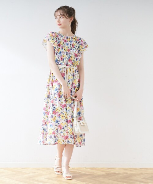 「couture brooch」 半袖ワンピース 38 ブルー レディース_画像2