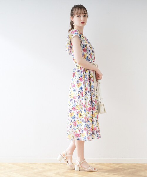 「couture brooch」 半袖ワンピース 38 ブルー レディース_画像3