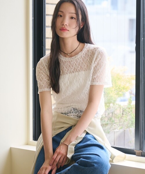 BEAUTY＆YOUTH UNITED ARROWS tシャツ フラワーレース ショート