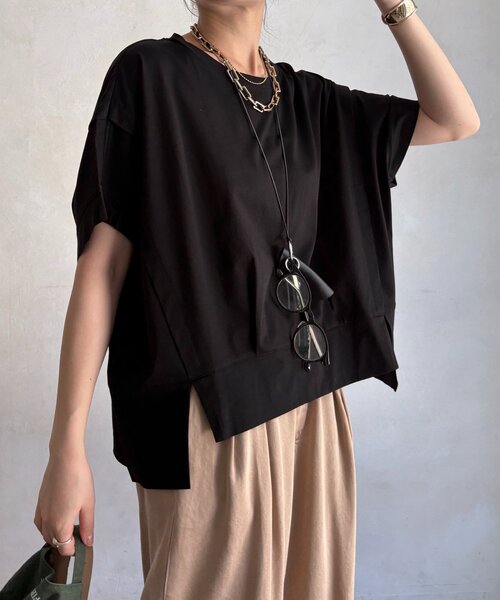 tシャツ 袖タックカットトップス レディースの画像
