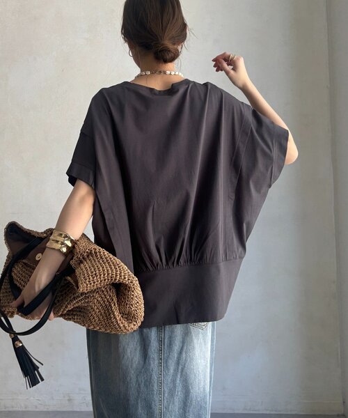 tシャツ 袖タックカットトップス レディースの画像
