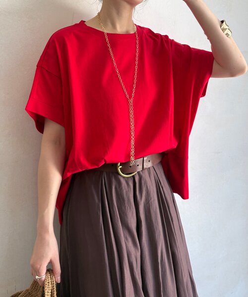 tシャツ 袖タックカットトップス レディースの画像
