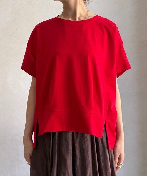 tシャツ 袖タックカットトップス レディースの画像