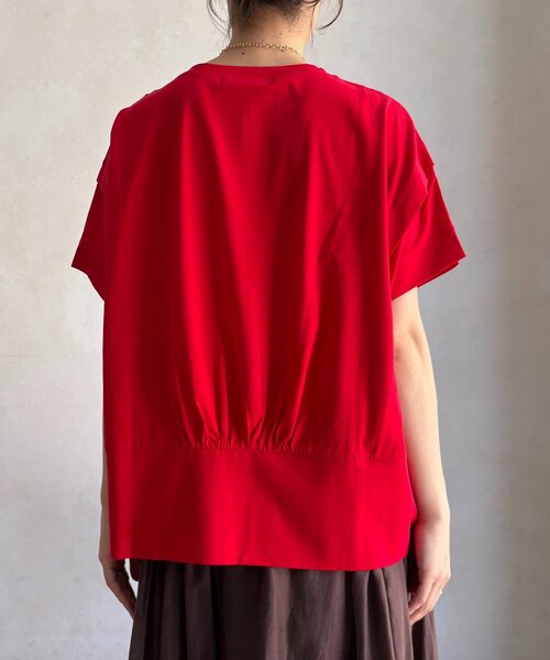 tシャツ 袖タックカットトップス レディースの画像