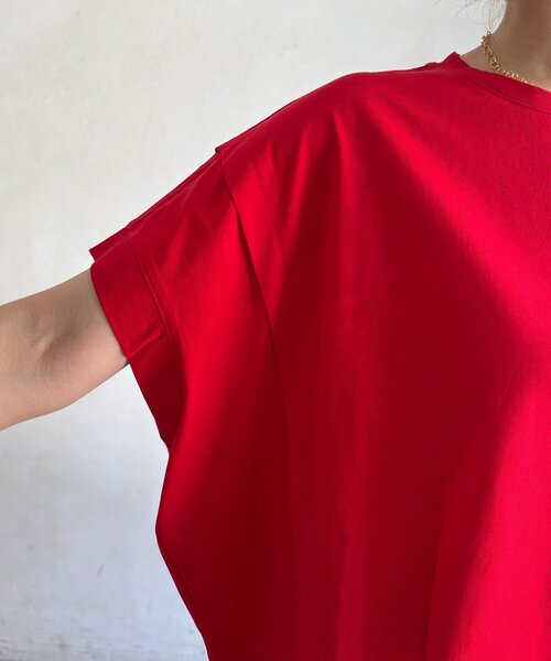 tシャツ 袖タックカットトップス レディースの画像