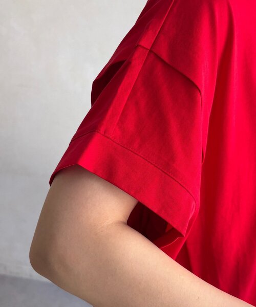 tシャツ 袖タックカットトップス レディースの画像