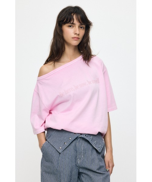 Theory -  theory 21SS 一部店舗限定　Crunch 半袖ブラウス　ピンクメロン MOUSSY（マウジー） tシャツ 半袖 ONE SHOULDER PIGMENT Tシャツ