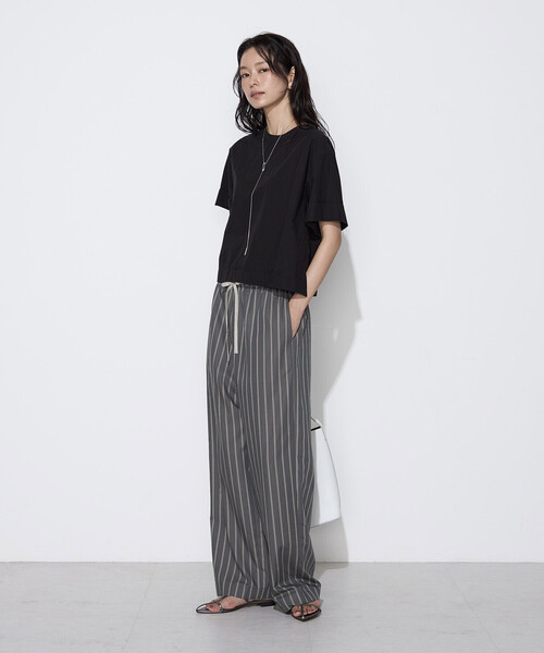 COMME CA Wardrobe パンツ リネンモダール ストライプパンツ