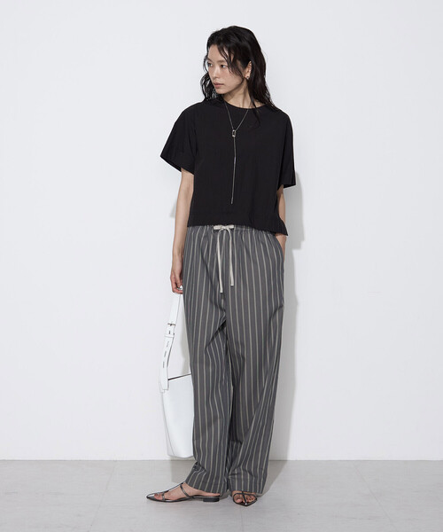 COMME CA Wardrobe パンツ リネンモダール ストライプパンツ