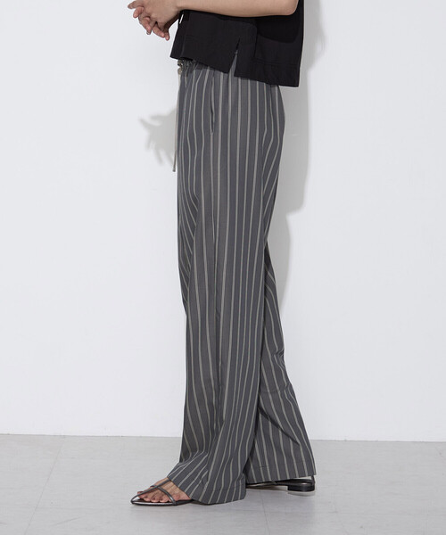 COMME CA Wardrobe パンツ リネンモダール ストライプパンツ