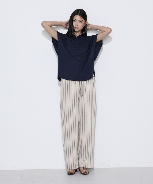COMME CA Wardrobe パンツ リネンモダール ストライプパンツ