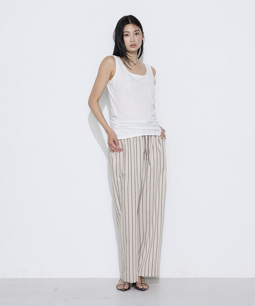 COMME CA Wardrobe パンツ リネンモダール ストライプパンツ