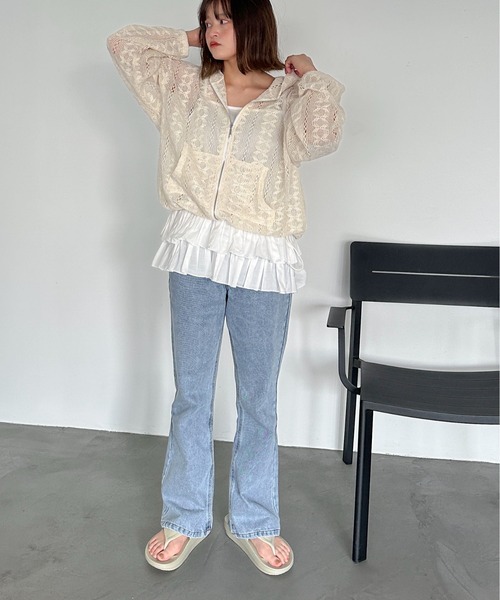 「PILIT」 ジップアップパーカー MEDIUM アイボリー レディース_画像2