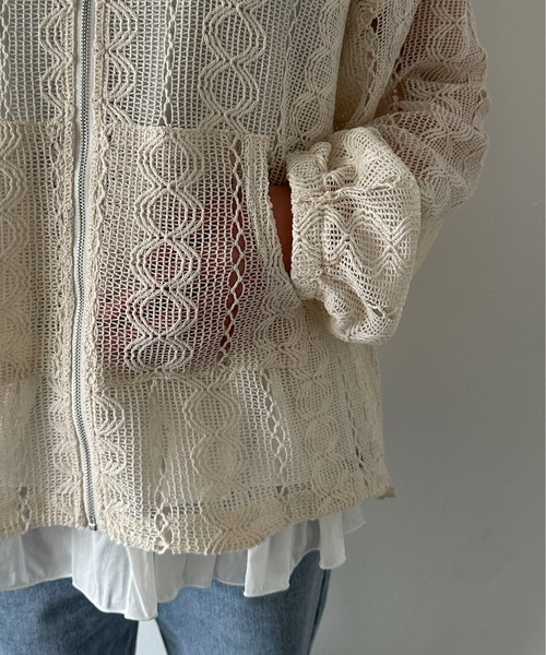 「PILIT」 ジップアップパーカー MEDIUM アイボリー レディース_画像9