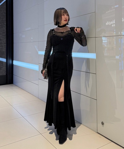 Mavie..7（メヴィセットゥ） ワンピース 「Mavie..7」ベロア異素材