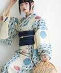 浴衣 浴衣3点セット 綿麻 紺色の麻の葉と鞠 ...の詳細画像4