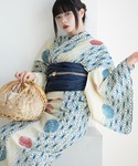 浴衣 浴衣3点セット 綿麻 紺色の麻の葉と鞠 ...の詳細画像5