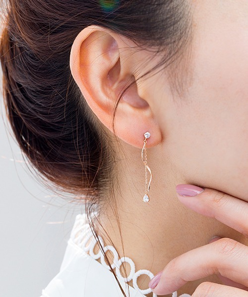 値下げ　canal4°C K10ピアス(*^^*) Canal4℃（カナルヨンドシー） ピアス K10ピンクゴールド ロング ピアス