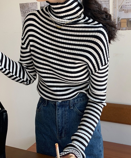 VitaFelice（ヴィータフェリーチェ） ニット セーター ストライプ リブ