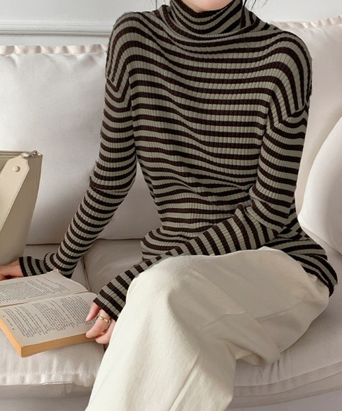 VitaFelice（ヴィータフェリーチェ） ニット セーター ストライプ リブ