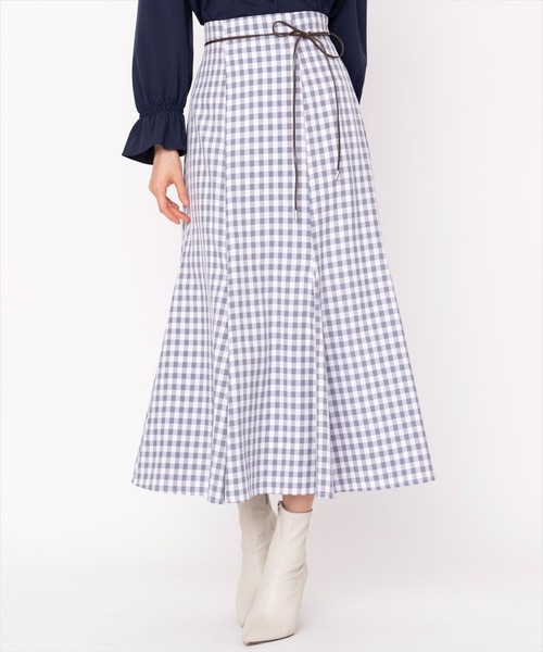 激安特価 スカート レザーベルト付き切替チェックスカート その他ボトムス パンツ カラー パープル系その他 Reflect Com Pl