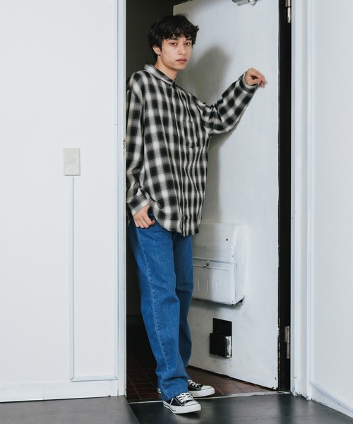 ROOP TOKYO シャツ ルーズシルエット オンブレチェック LS 長袖シャツ