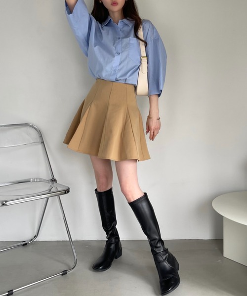 Ada. スカート ハイウエスト フレアミニスカート インナーパンツ