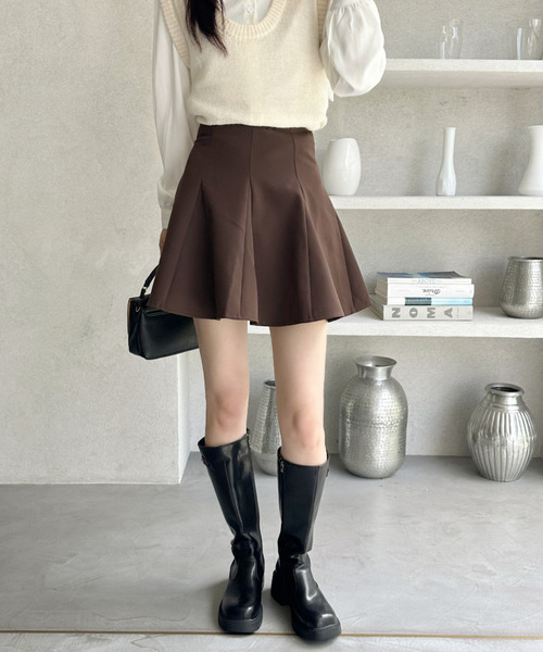 Ada. スカート ハイウエスト フレアミニスカート インナーパンツ