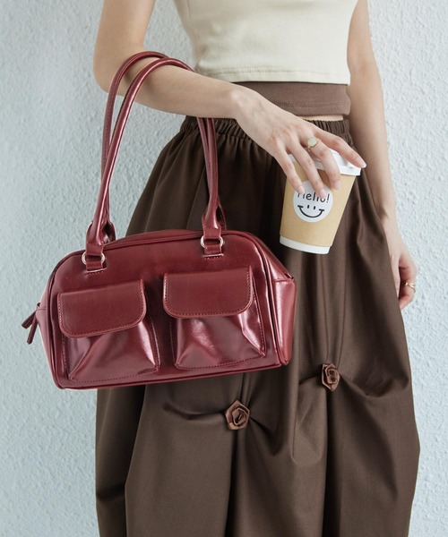 LA VORAGINE（ラ ヴォラジネ） ボストンバッグ 外ポケットボストン