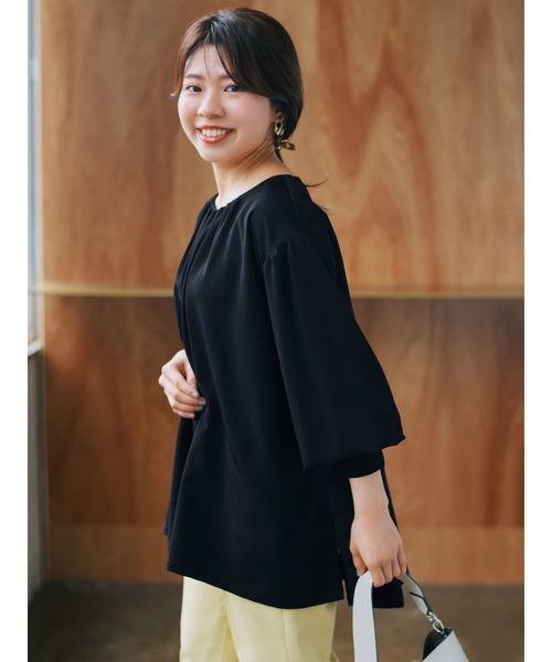 ブラウス シャツ ギャザーフレアバルーンスリーブブラウス「低
