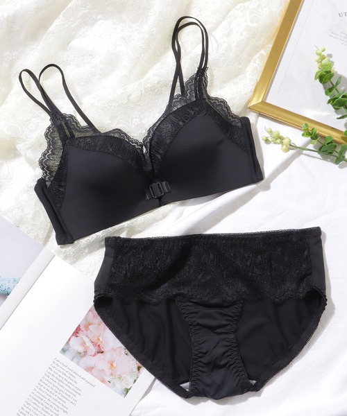 Lace Ladies ブラジャー ショーツセット フロントホック 脇高