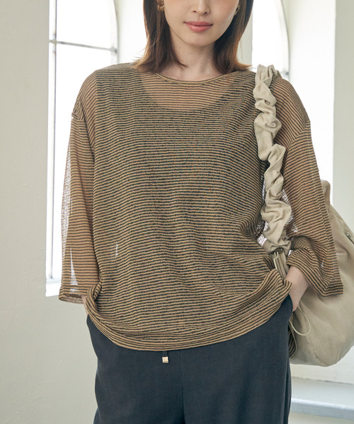 シアーボーダーツイン カットソー tシャツ シアーボーダーツイン カットソー レディース