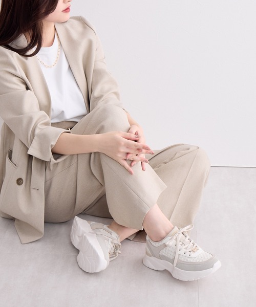 HIMIKO スニーカー 「HIMIKO」ボリュームソールツイードスニーカー