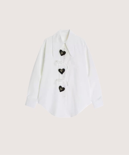 ブラウス シャツ ハートボタンシャツ Heart Button Design Shirt レディース