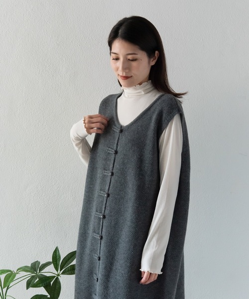 慈雨　ウール　ニットワンピース　ジレ LOSUCA ワンピース レイヤードジレニットワンピース / ニットベスト