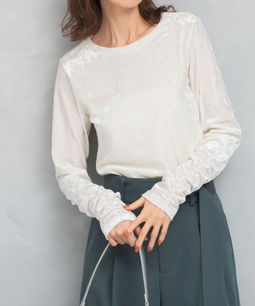 tシャツ 「WEB限定」クラッシュベロアシャーリングカットソー レディース tシャツ 「WEB限定」クラッシュベロアシャーリングカットソー