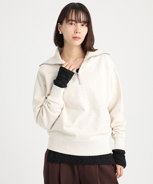 BABYLONE トレーナー スウェット 裏毛ハーフジッププルオーバー