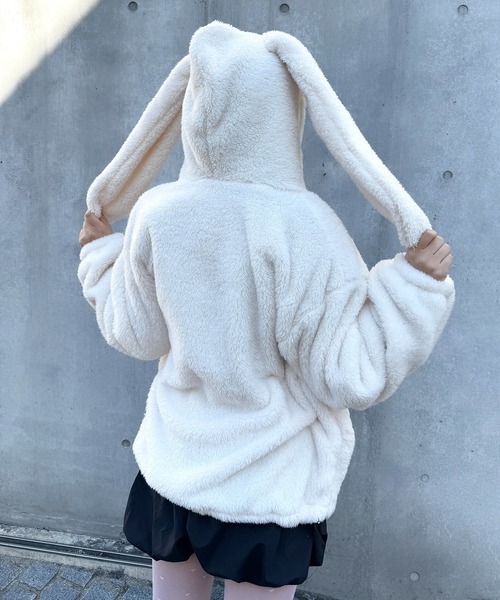 Mejoul ブルゾン アウター もこもこ うさみみ ボアファージップ