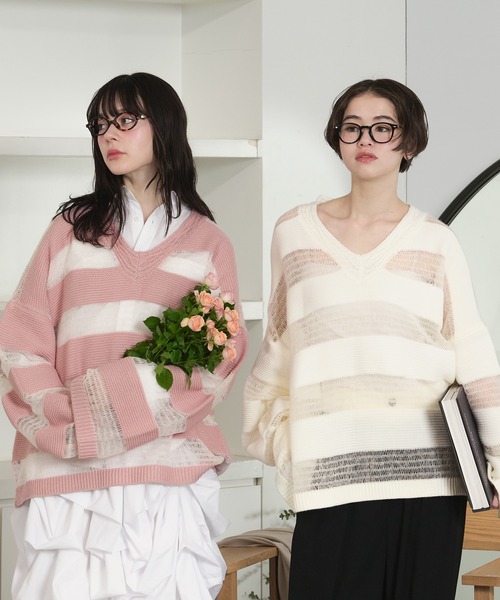 loin nuit ニット セーター sheer stripe knit / シアーストライプ