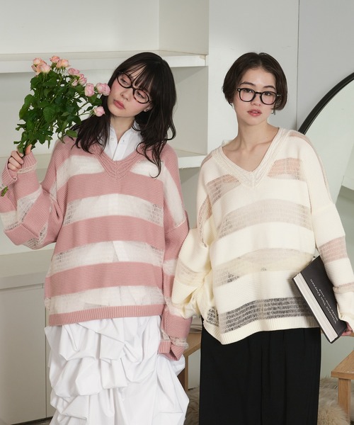 loin nuit ニット セーター sheer stripe knit / シアーストライプ